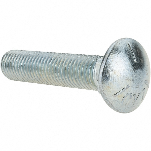 Carriage Bolt: 3/4-10, 3-1/2" Length Under Head, Square Neck