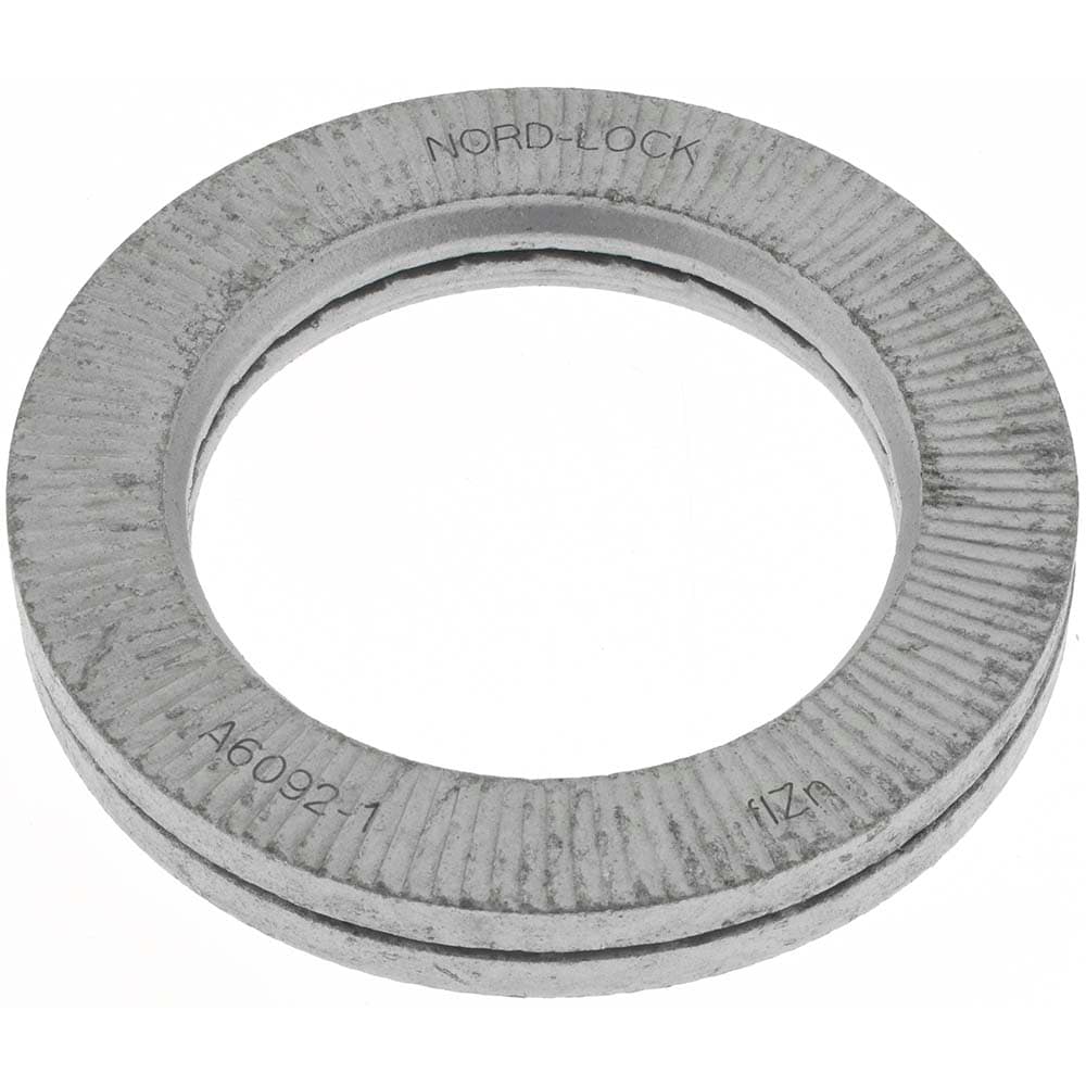 Wedge Lock Washer: 1.8504" OD, 1.2441" ID, Steel, Grade 2, Zinc-Plated