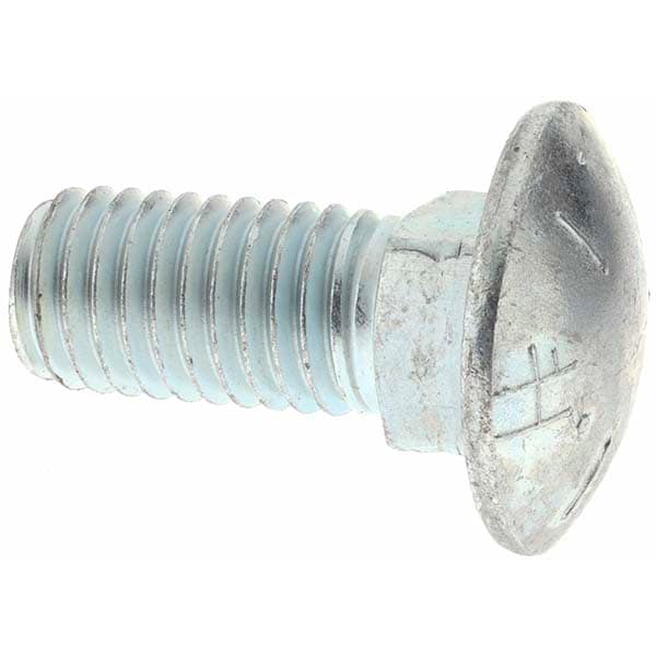 Carriage Bolt: 5/8-11, 1-1/2" Length Under Head, Square Neck