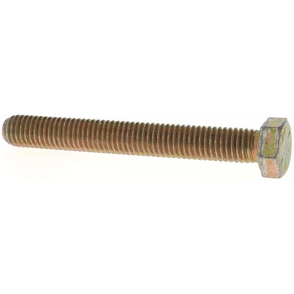 Hex Head Cap Screw: 1/2-13 x 4", Grade 8 Steel, Zinc Yellow Dichromate Finish