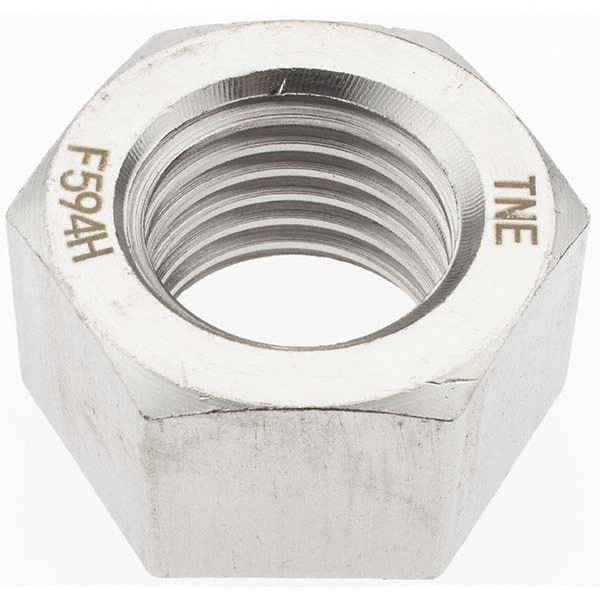 Hex Nut: 1-1/4 - 7, Grade 18-8 Stainless Steel, Uncoated
