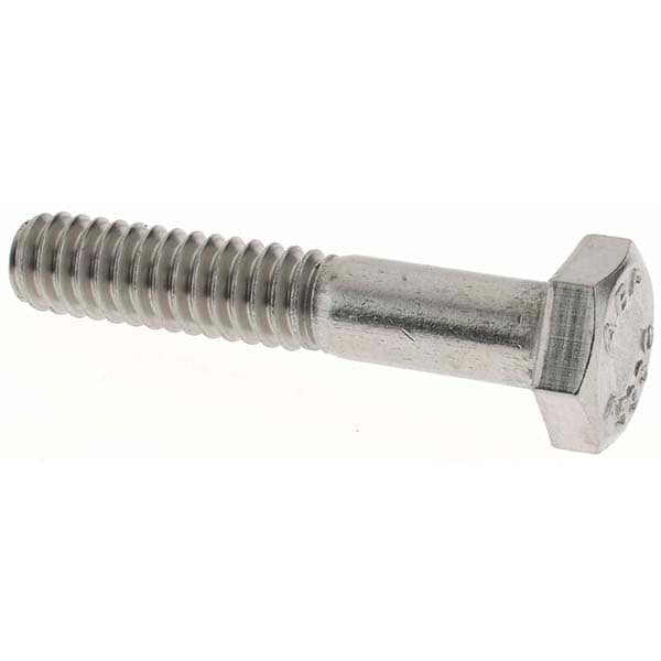 Hex Head Cap Screw: 1/4-20 x 1-3/8", Grade 18-8 Stainless Steel, Uncoated