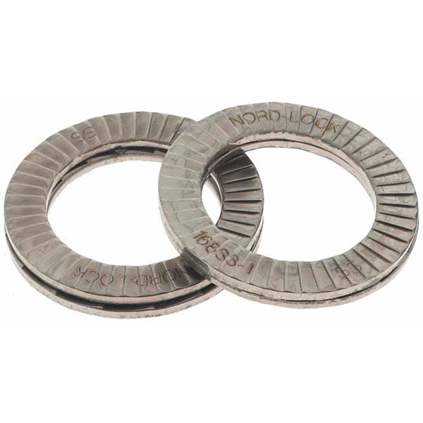 Wedge Lock Washer: 0.7756" OD, 0.5197" ID, Stainless Steel, 316L