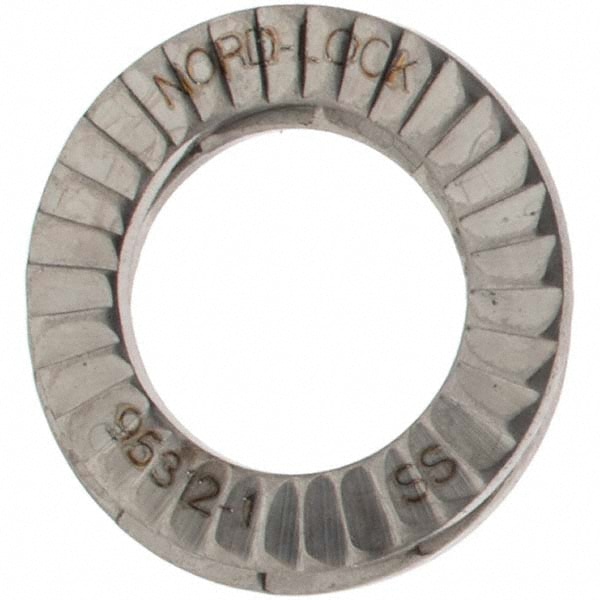 Wedge Lock Washer: 0.534" OD, 0.344" ID, Stainless Steel, 316L