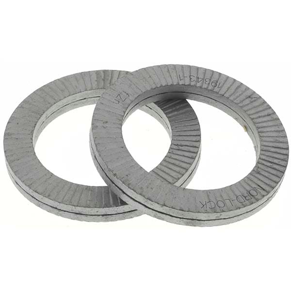 Wedge Lock Washer: 1.2087" OD, 0.8504" ID, Grade 2, Zinc-Plated