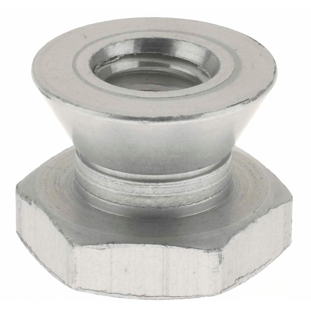 Spherical Fixture Nuts; System of Measurement: Inch ; Thread Size (Inch): 5/16-18 ; Height (Inch): 1/2 ; Material: Aluminum ; Thread Direction: Right Hand ; Finish/Coating: Bright/Uncoated