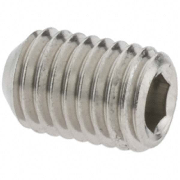 Set Screw: 1/4-28 x 3/8", Cup Point, Stainless Steel, Grade 18-8