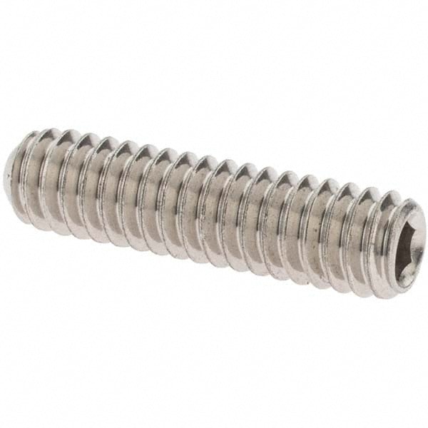 Set Screw: 1/4-20 x 1", Cup Point, Stainless Steel, Grade 18-8