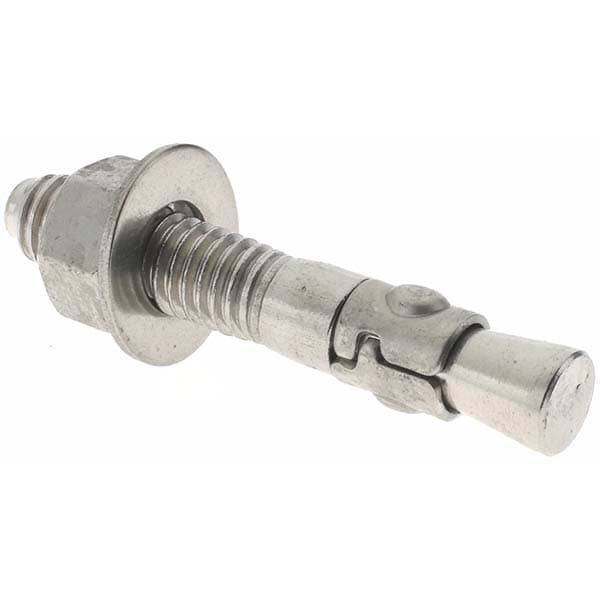 Concrete Wedge Anchor: 3/8" Dia, 2-1/4" OAL, 1-5/8" Min Embedment