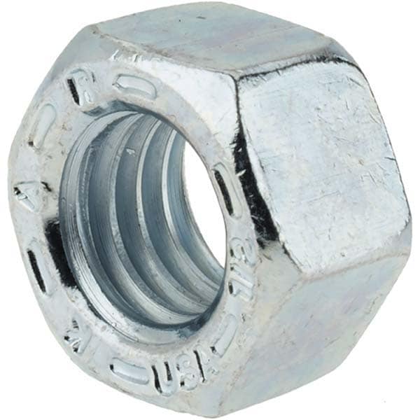 Hex Nut: 1/2-13, Grade 8 Steel, Zinc Yellow Dichromate Finish