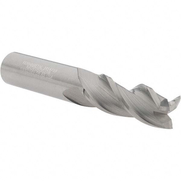 Kennametal 3854759 Square End Mill: 1/2 Dia, 1-1/4 LOC, 1/2 Shank Dia, 3 OAL, 3 Flutes, Solid Carbide Image