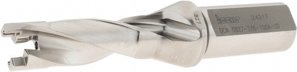 Iscar 3260100 Replaceable Tip Drill: 0.827 to 0.862 Drill Dia, 2.48" Max Depth, 1 Weldon Flat Shank Image