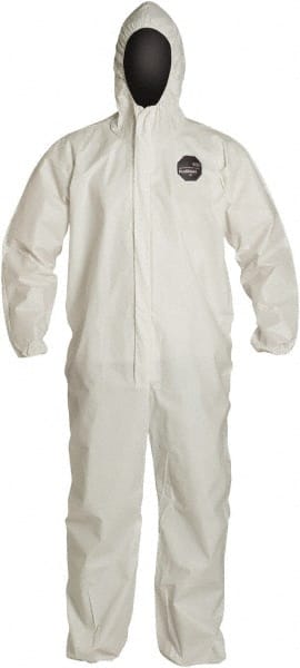 Dupont NG127SWH4X0025N Disposable Coveralls: Size 4X-Large, Film Laminate, Zipper Closure 