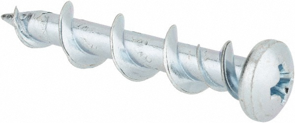 1/4", 1-1/4" Length Under Head, Phillips Drive Pan Head, Steel Drywall Screws - Chrome Finish, Grade 1018