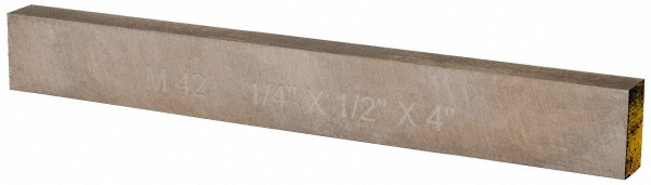 Tool Bit Blank: 1/4" Wide, 1/2" High, 4" Long, M42 Cobalt, Rectangle - 10 deg Beveled, Two Beveled Ends, Ground
