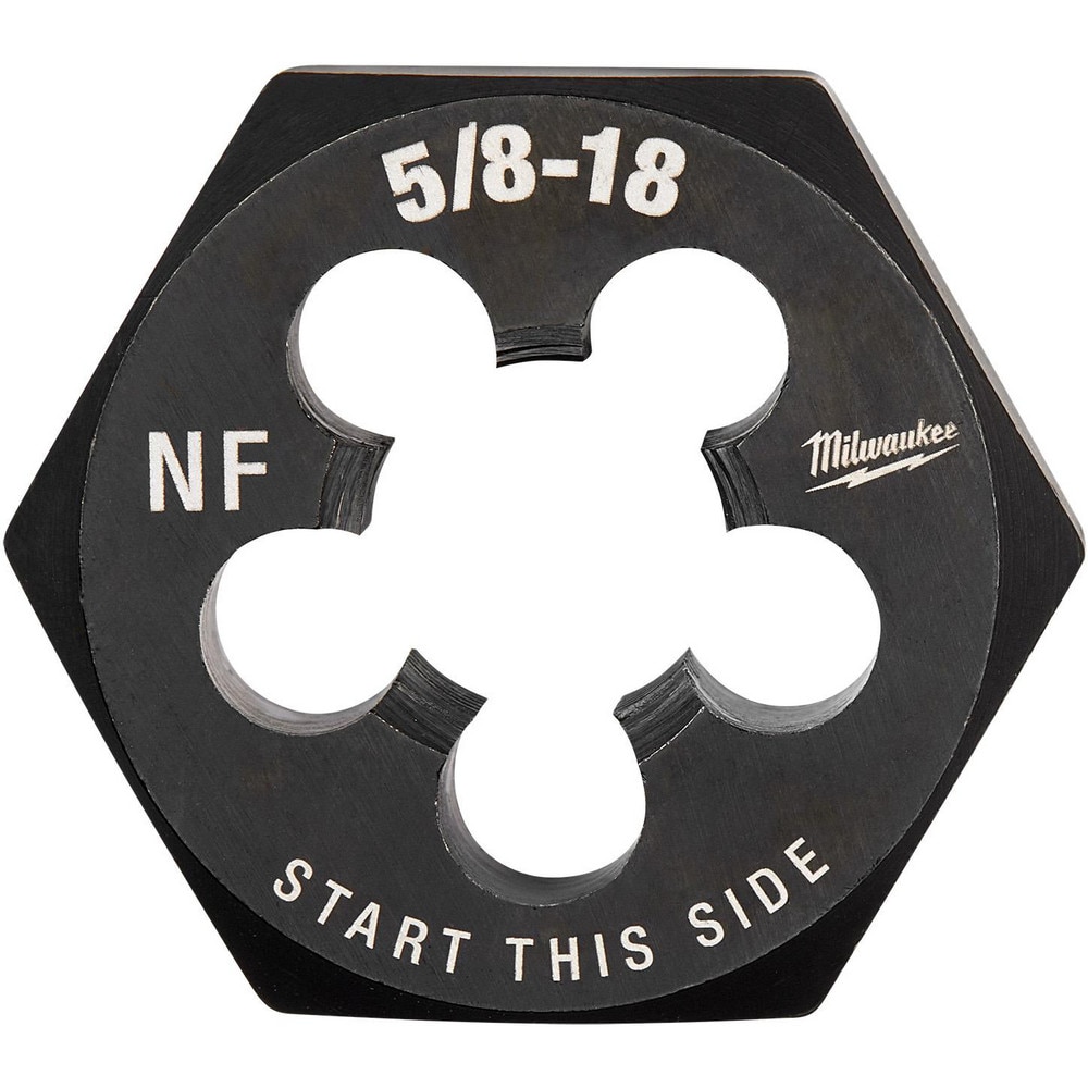 Hex Rethreading Dies; Thread Size (Inch): 5/8-18 ; Material: Carbon Steel ; Thread Direction: Right Hand ; Thread Standard: UNF ; Hex Size (Inch): 1-7/16 ; Series: Milwaukee