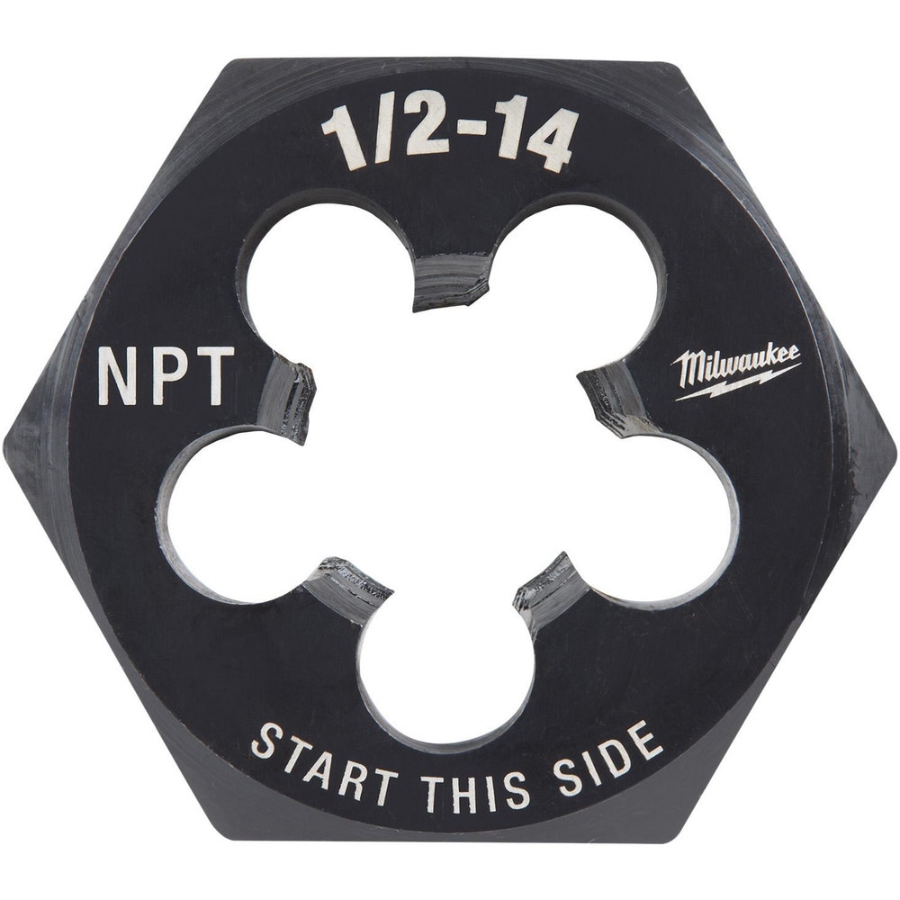 Hex Rethreading Dies; Thread Size (Inch): 1/2-14 ; Material: Carbon Steel ; Thread Direction: Right Hand ; Thread Standard: NPT ; Hex Size (Inch): 2-1/6 ; Series: Milwaukee