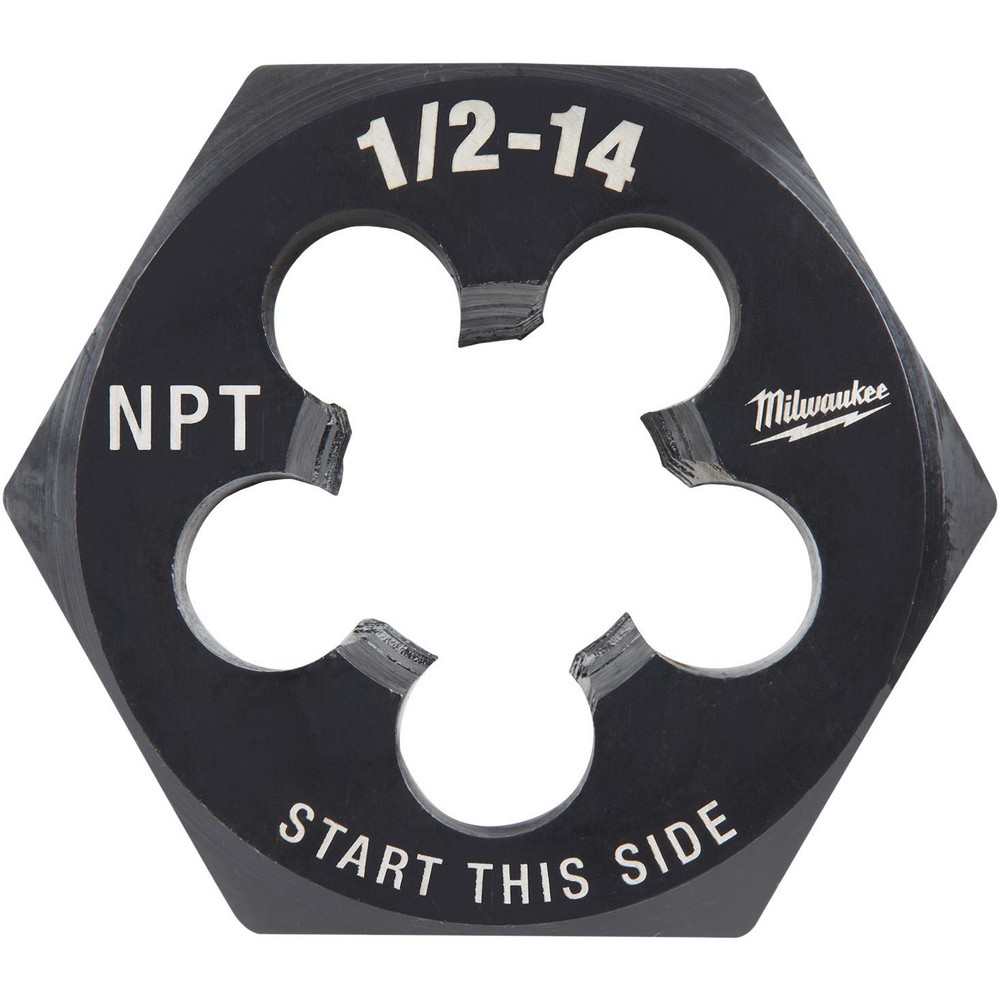 Hex Pipe & Conduit Dies: Thread Size (Inch): 1/2-14; Thread Standard: NPT; Material: Carbon Steel; Thread Direction: Right Hand