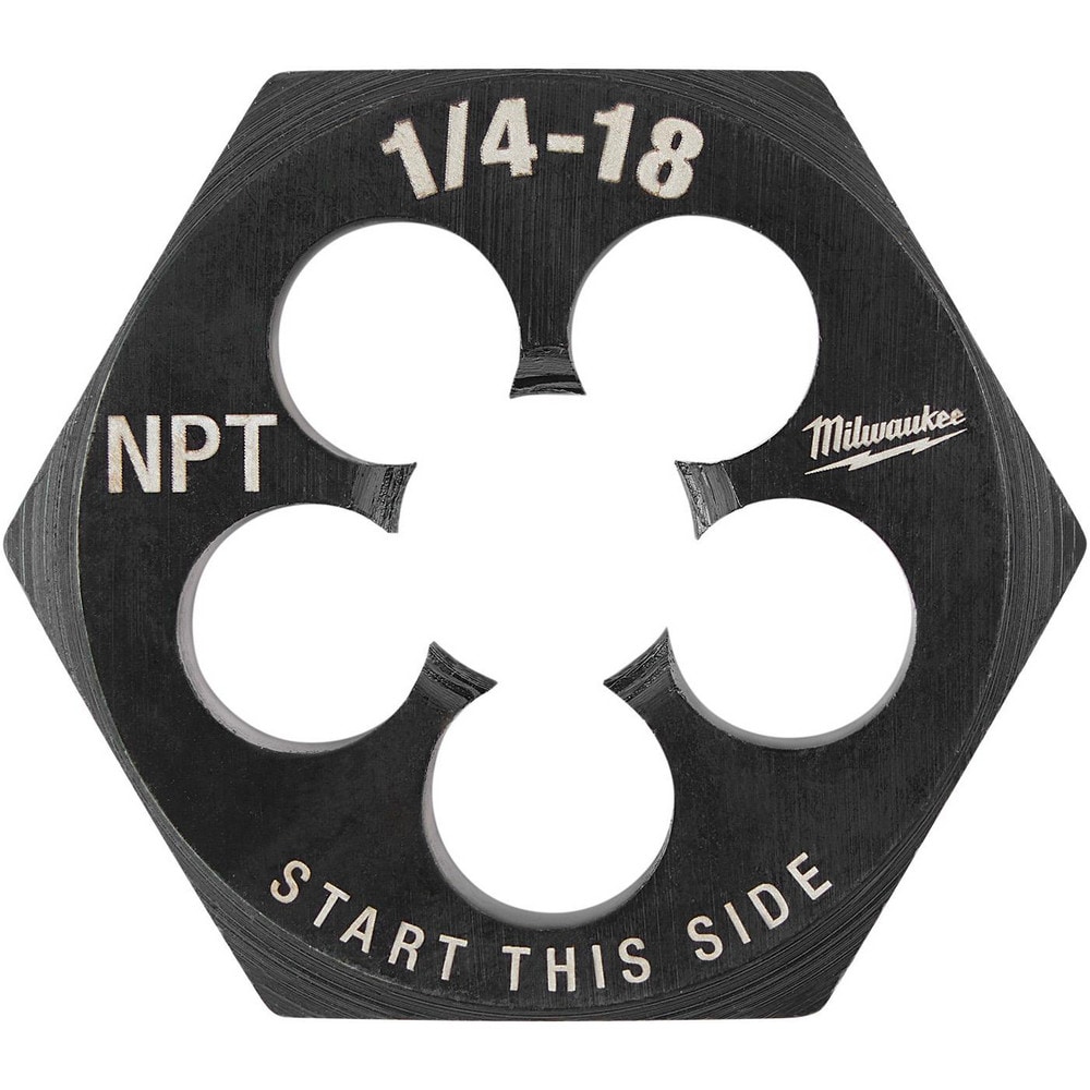 Hex Rethreading Dies; Thread Size (Inch): 1/4-18 ; Material: Carbon Steel ; Thread Direction: Right Hand ; Thread Standard: NPT ; Hex Size (Inch): 1-7/16 ; Series: Milwaukee
