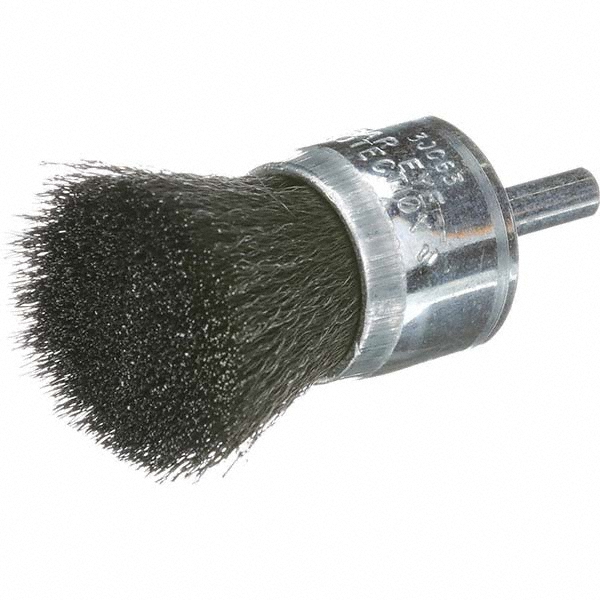 End Brush: 1" Dia, Steel, Crimped Wire - 1/4" Shank Dia 22000 Max RPM