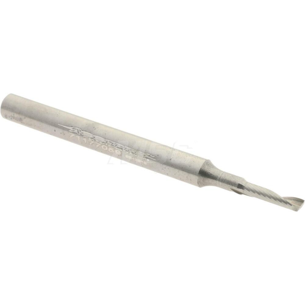 Spiral Router Bit: 0.0625" Dia, 0.25" LOC, 1/8" Shank Dia, Upcut