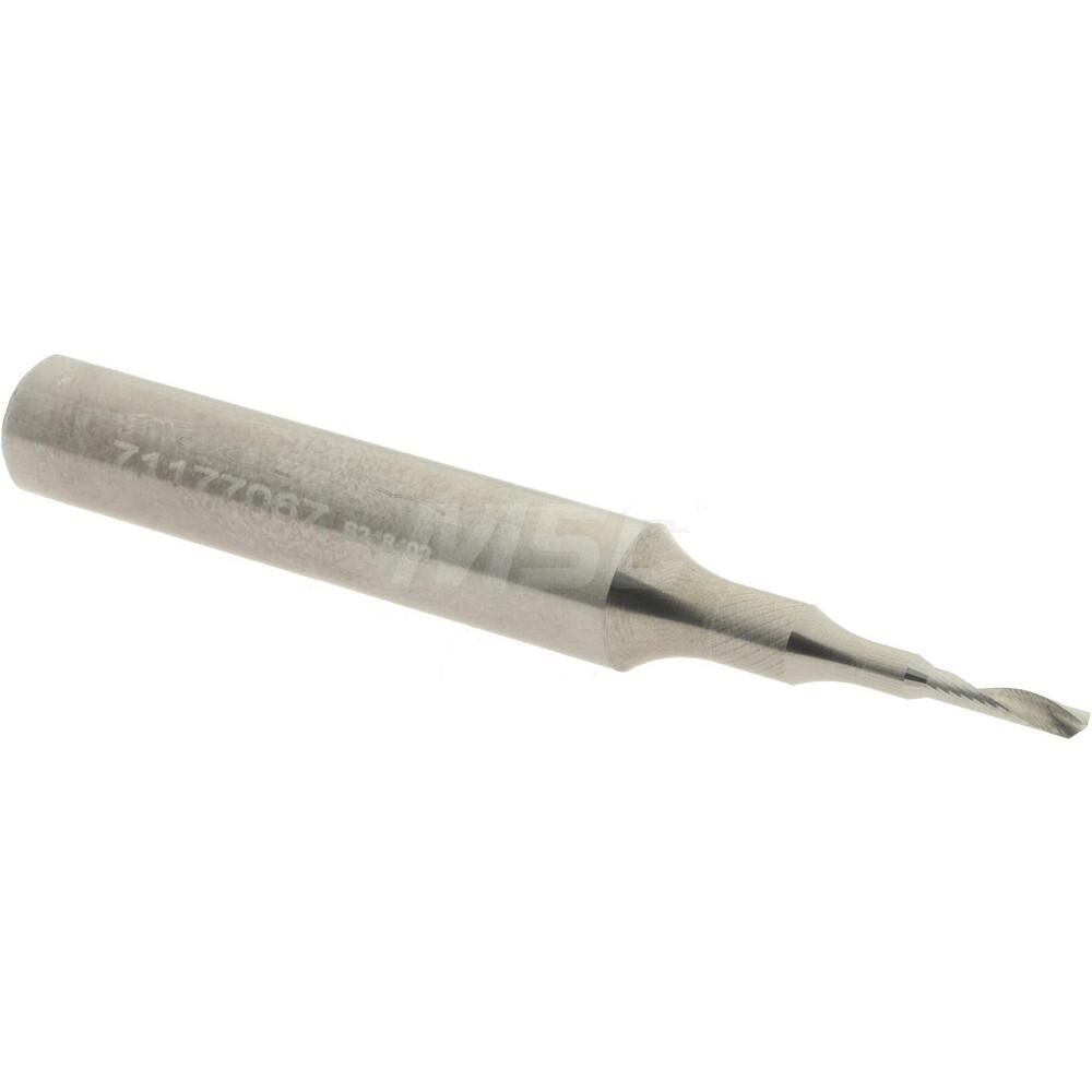 Spiral Router Bit: 0.0625" Dia, 0.25" LOC, 1/4" Shank Dia, Upcut