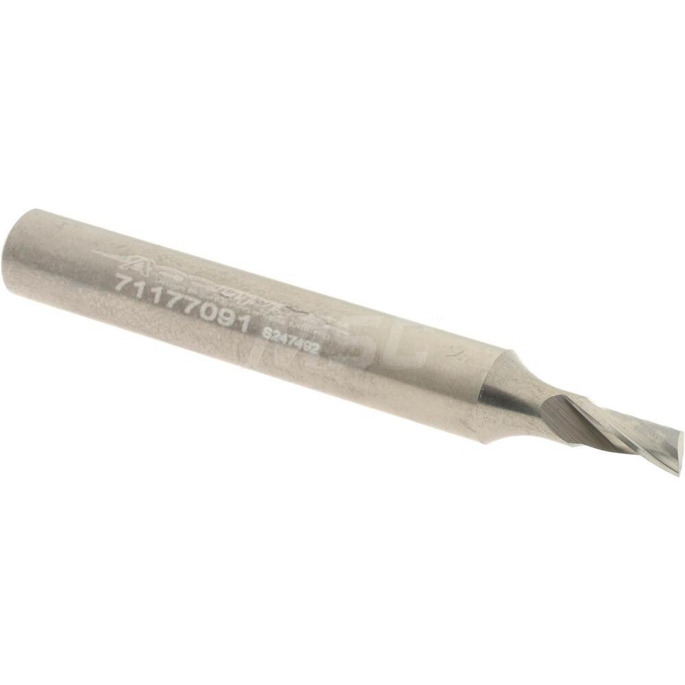 Spiral Router Bit: 0.125" Dia, 0.25" LOC, 1/4" Shank Dia, Upcut