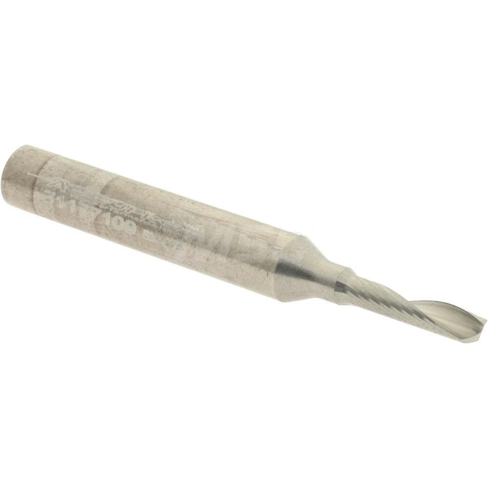 Spiral Router Bit: 0.125" Dia, 0.5" LOC, 1/4" Shank Dia, Upcut