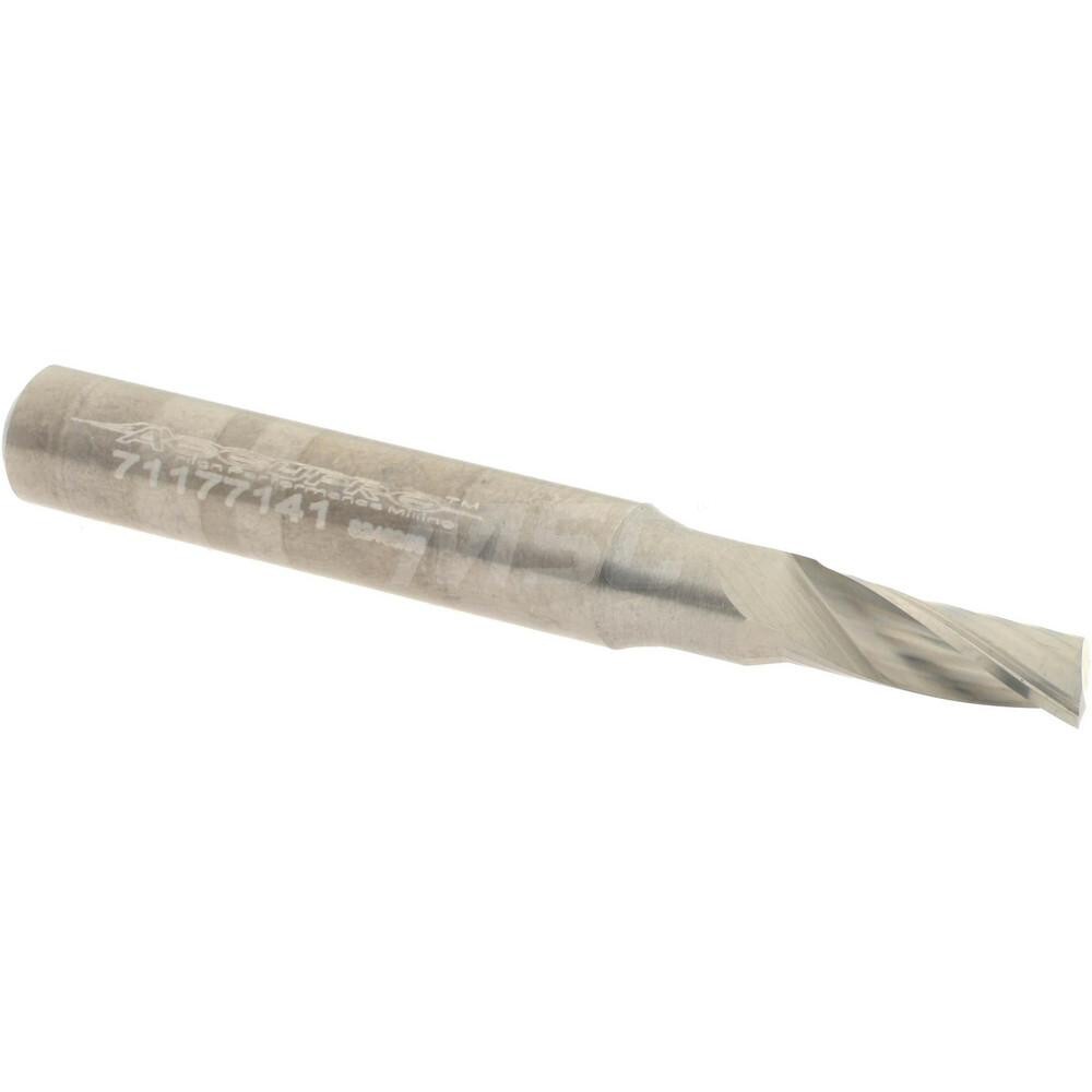 Spiral Router Bit: 0.1875" Dia, 0.5" LOC, 1/4" Shank Dia, Upcut
