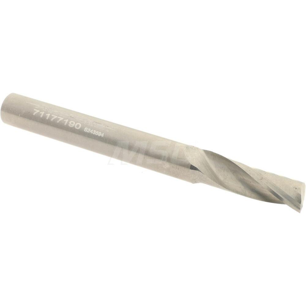 Spiral Router Bit: 0.25" Dia, 0.75" LOC, 1/4" Shank Dia, Upcut