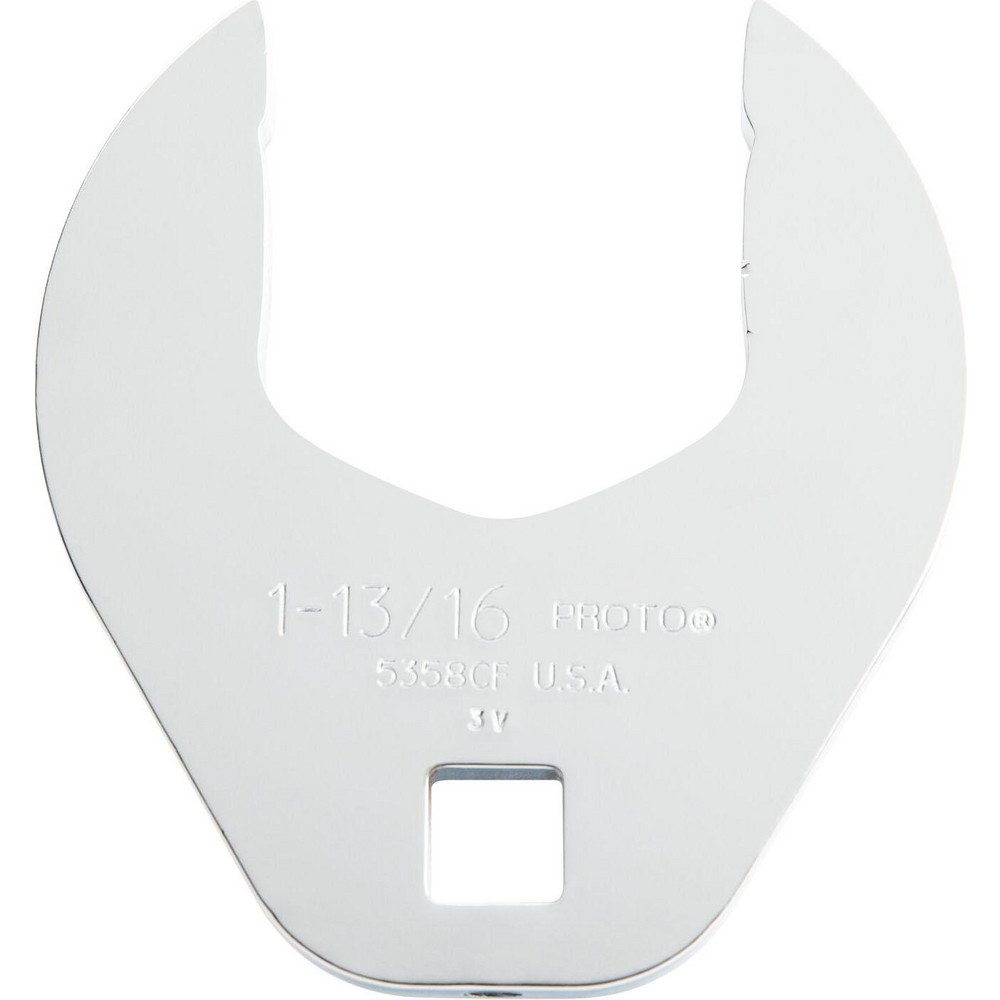 Open End Crowfoot Wrench: 1-13/16" - 3-19/32" Head Dia, 1/2" Head Thickness, Chrome Finish