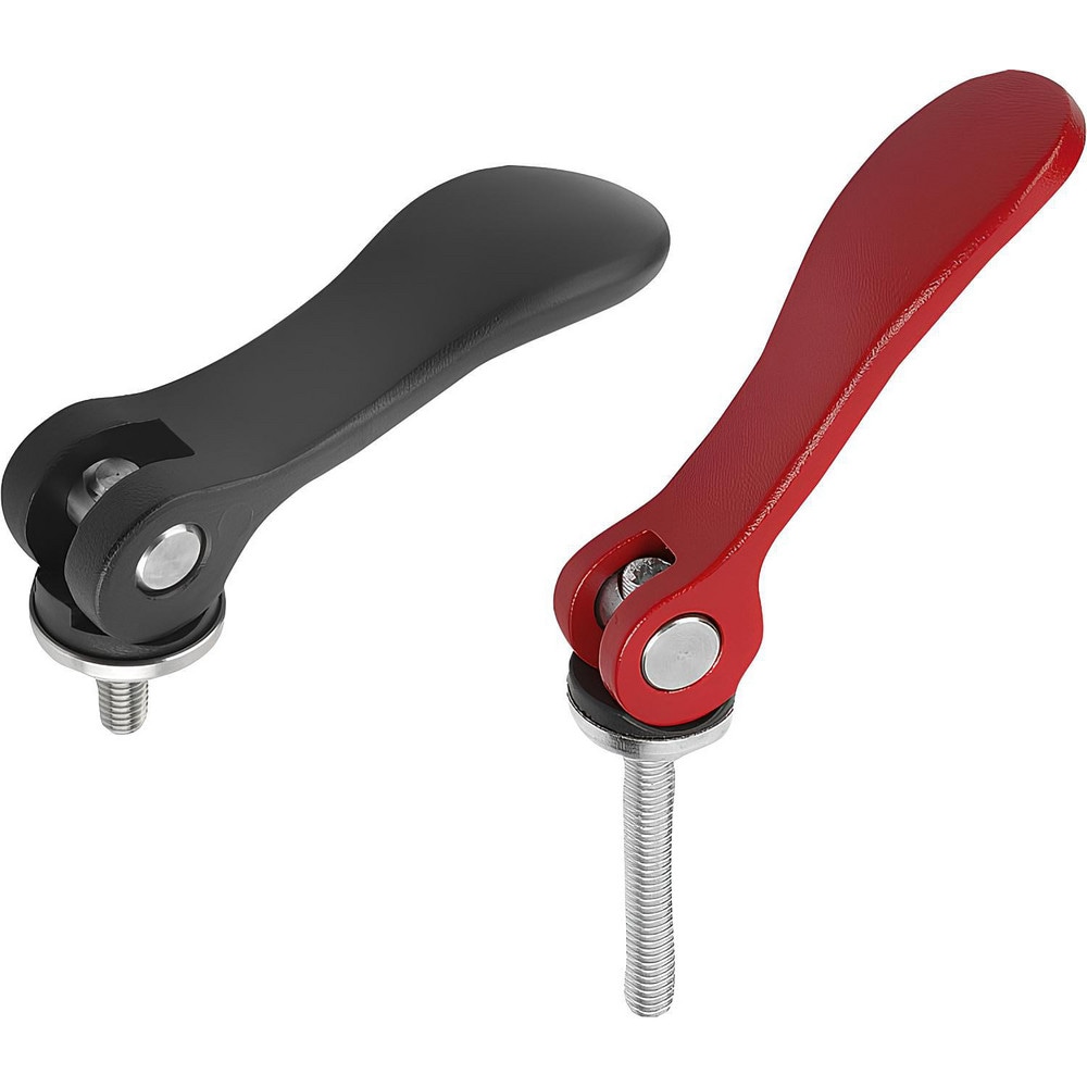 Threaded Hole Adjustable Clamping Handle: #10-32 Thread, 0.71" Hub Dia, Aluminum, Black
