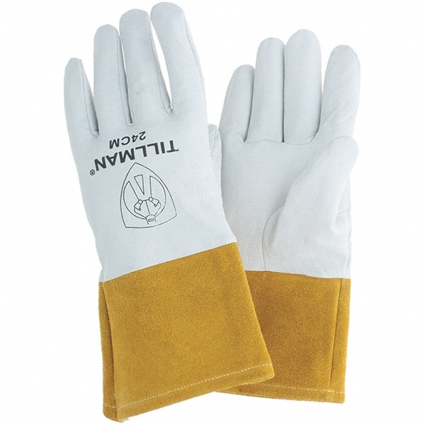 TILLMAN 24CM Welding Gloves: Size Medium, Supple Kidskin, TIG Welding Application 