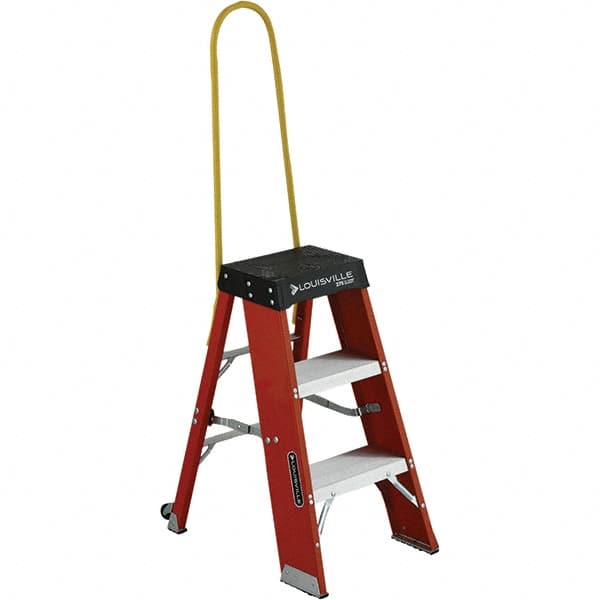 Louisville FY8003-S55S56 3-Step Ladder: Fiberglass, Type IAA, 3 OAH 