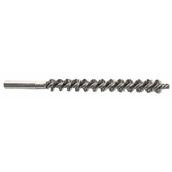 Double Stem/Single Spiral Tube Brush: 11/16" Dia, 6-1/4" OAL, Stainless Steel Bristles