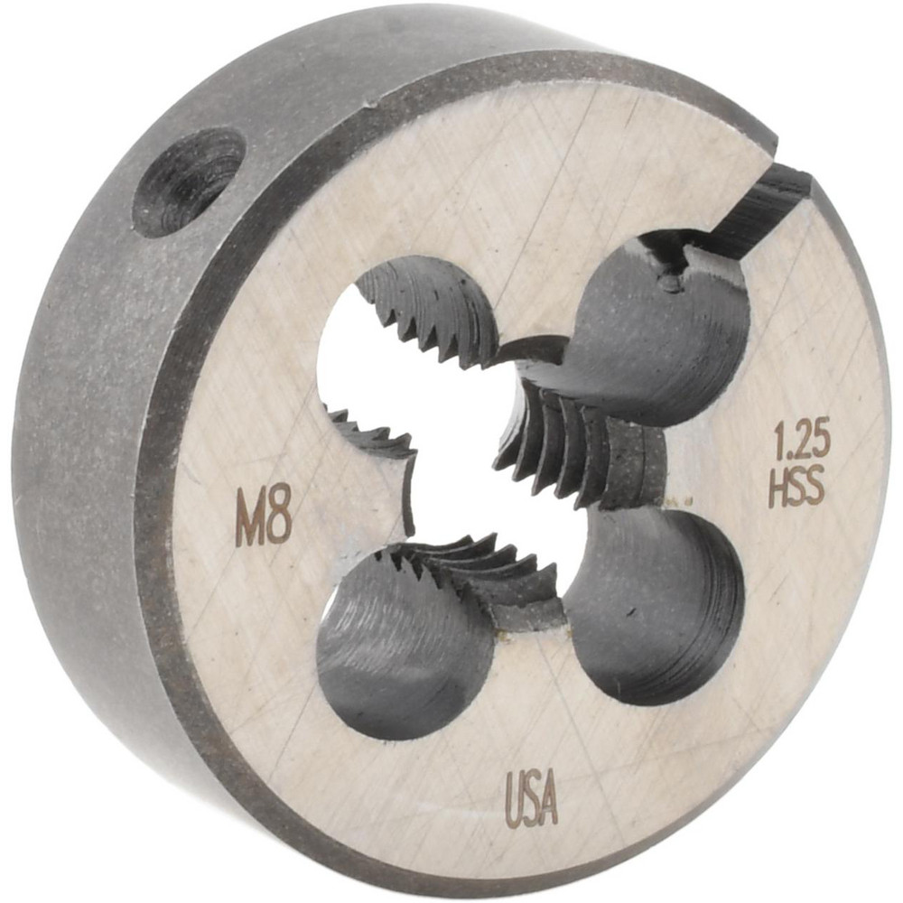 Round Die: M8x1.25, 1" OD, High Speed Steel