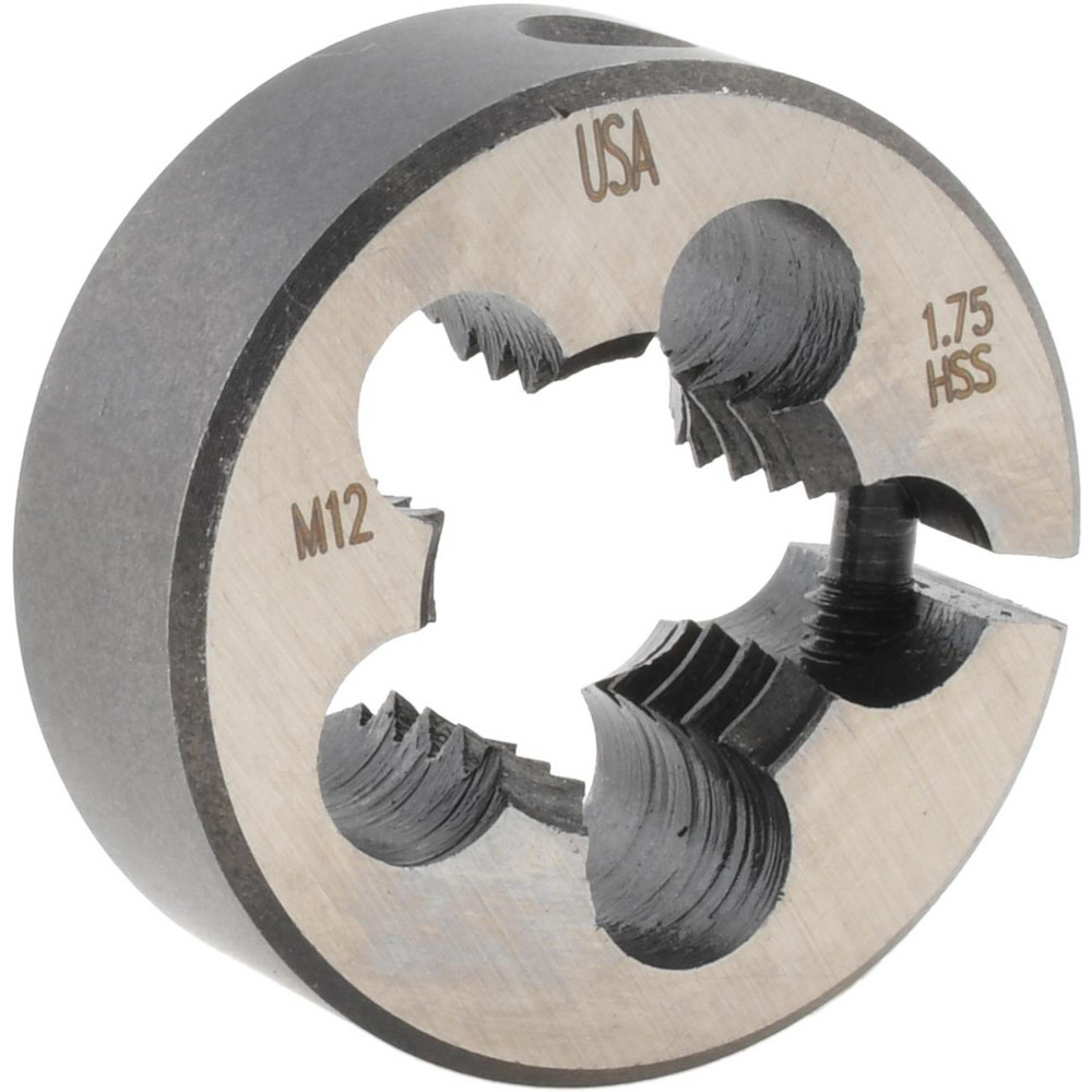 Round Die: M12x1.75, 1" OD, High Speed Steel