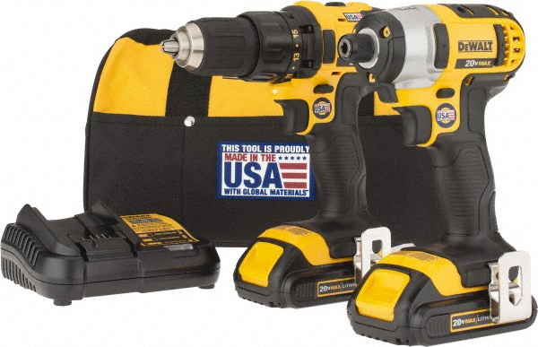 20.00 Volt Cordless Tool Combination Kit  - Includes DCD780 1/2 in Drill/Driver, DCF885 1/4 in Impact Driver 