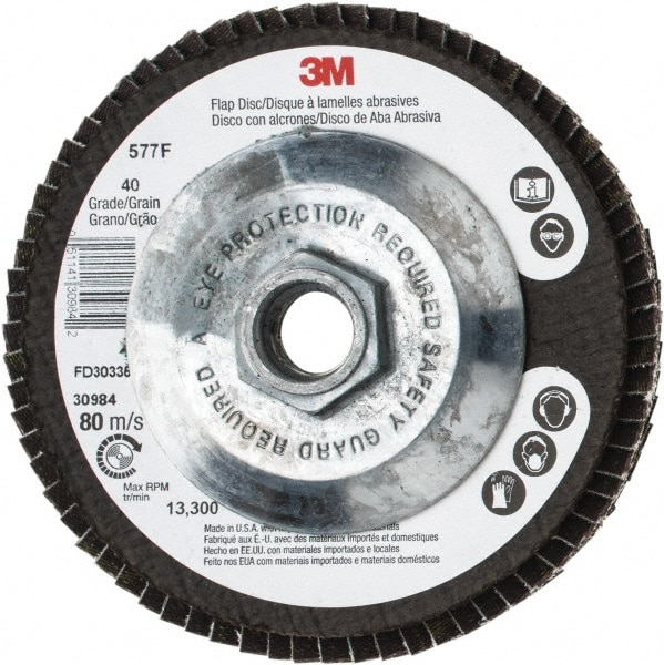 3m 4 1 2 40 Grit 5 8 11 Center Hole Type 29 Zirconia Alumina Flap Disc Msc Industrial Supply