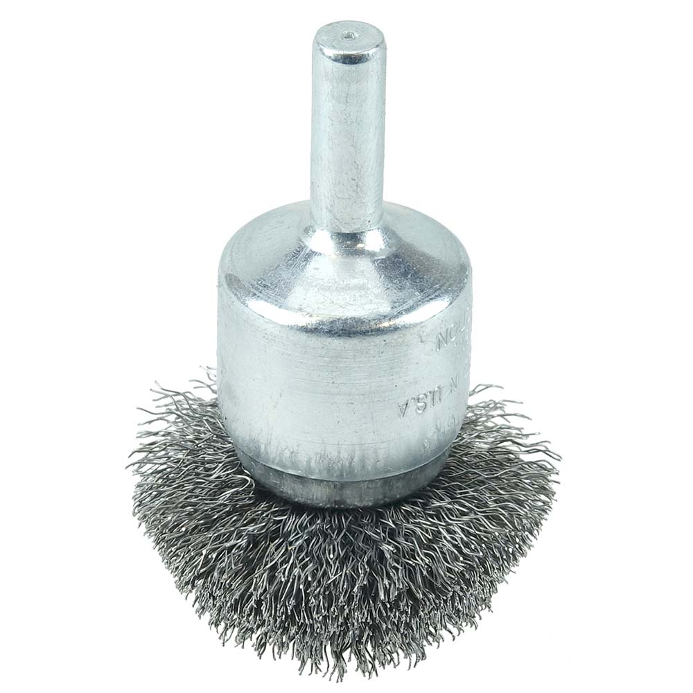 End Brushes: 1-1/2" Dia, Steel, Crimped Wire