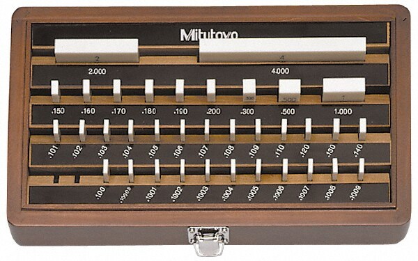 Gage Block Set: 0.1001 to 4'' Range, 35 Pc, Ceramic