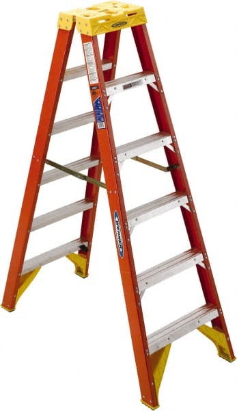 Werner T6206 5-Step Ladder: Fiberglass, Type IA, 6 OAH 