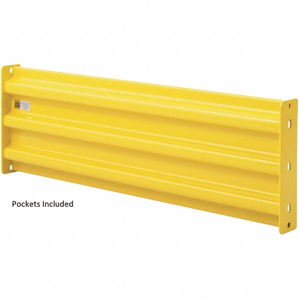 Heavy-Duty Guard Rail: Yellow, Powder Coated, Steel