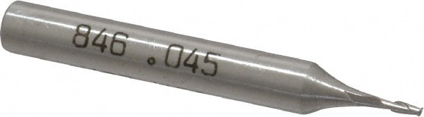 Value Collection 846-.045 Square End Mill: 0.045 Dia, 0.135 LOC, 3/16 Shank Dia, 1-1/2 OAL, 2 Flutes, High Speed Steel Image