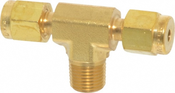 Parker 2-2-2 SBZ-B Compression Tube Male Branch Tee: 1/8" Thread, Compression x Compression x MNPT Image