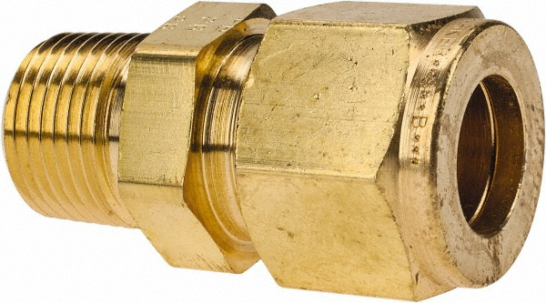 Parker Compression Tube Connector: 1/2" Tube OD, Compression x MNPT - Brass, ASME-SB75 & ASTM-B75 | Part #8MSC6N-B