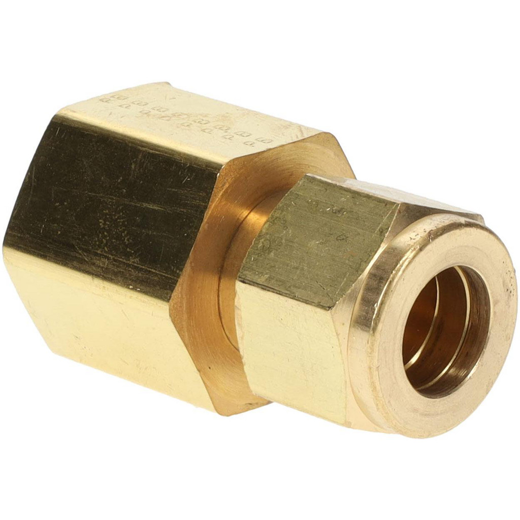 Parker Compression Tube Connector: 1/2-14, 1/2" Tube OD, Compression x FNPT - Brass | Part #8FSC8N-B
