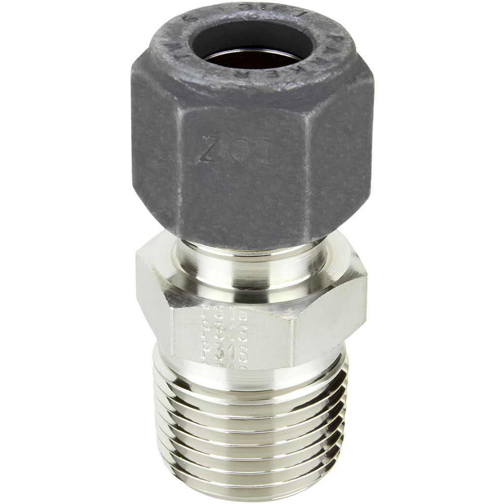 Parker Compression Tube Connector: 3/4" Tube OD, Compression x MNPT - Brass, ASTM-B-453 & ASTM-B16 | Part #12-12 FBZ-B