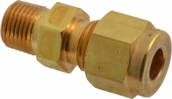 Parker Compression Tube Connector: 1/4" Tube OD, Compression x MNPT - Brass, ASTM-B-453 & ASTM-B16 | Part #4-2 FBZ-B