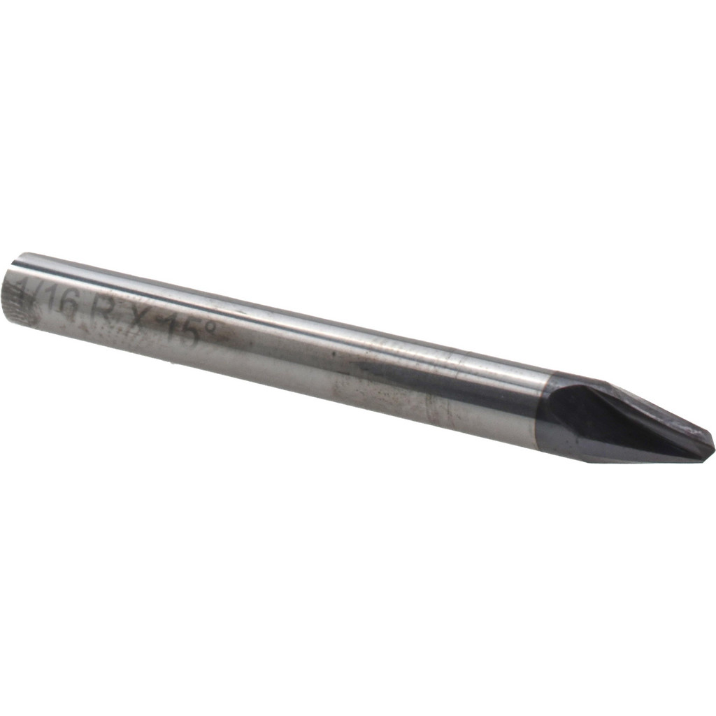 Harvey Tool Tapered End Mill: 15.00 deg per Side, 0.1240" Small Dia, 0.2890" LOC, 2 Flute, Solid Carbide, Ball End - 1/4" Shank Dia, 2-1/2" OAL
